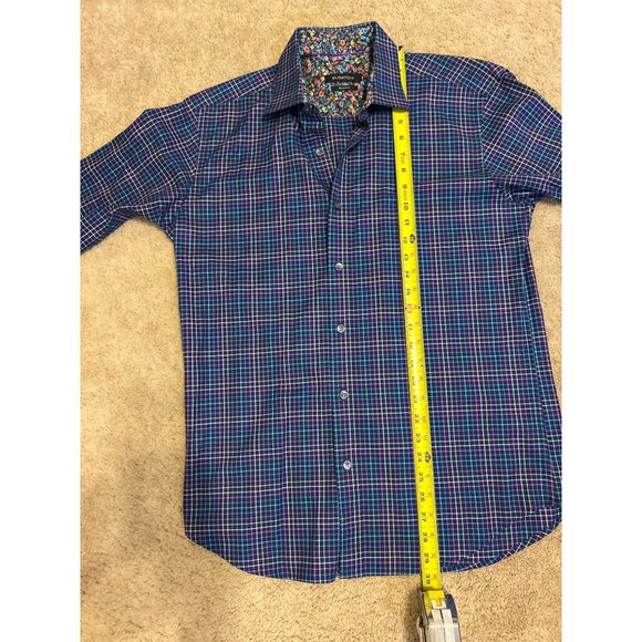 Bugatchi Shaped Fit Shirt Men's Check Print Button Up Long Sleeve Multicolor L - Picture 13 of 16
